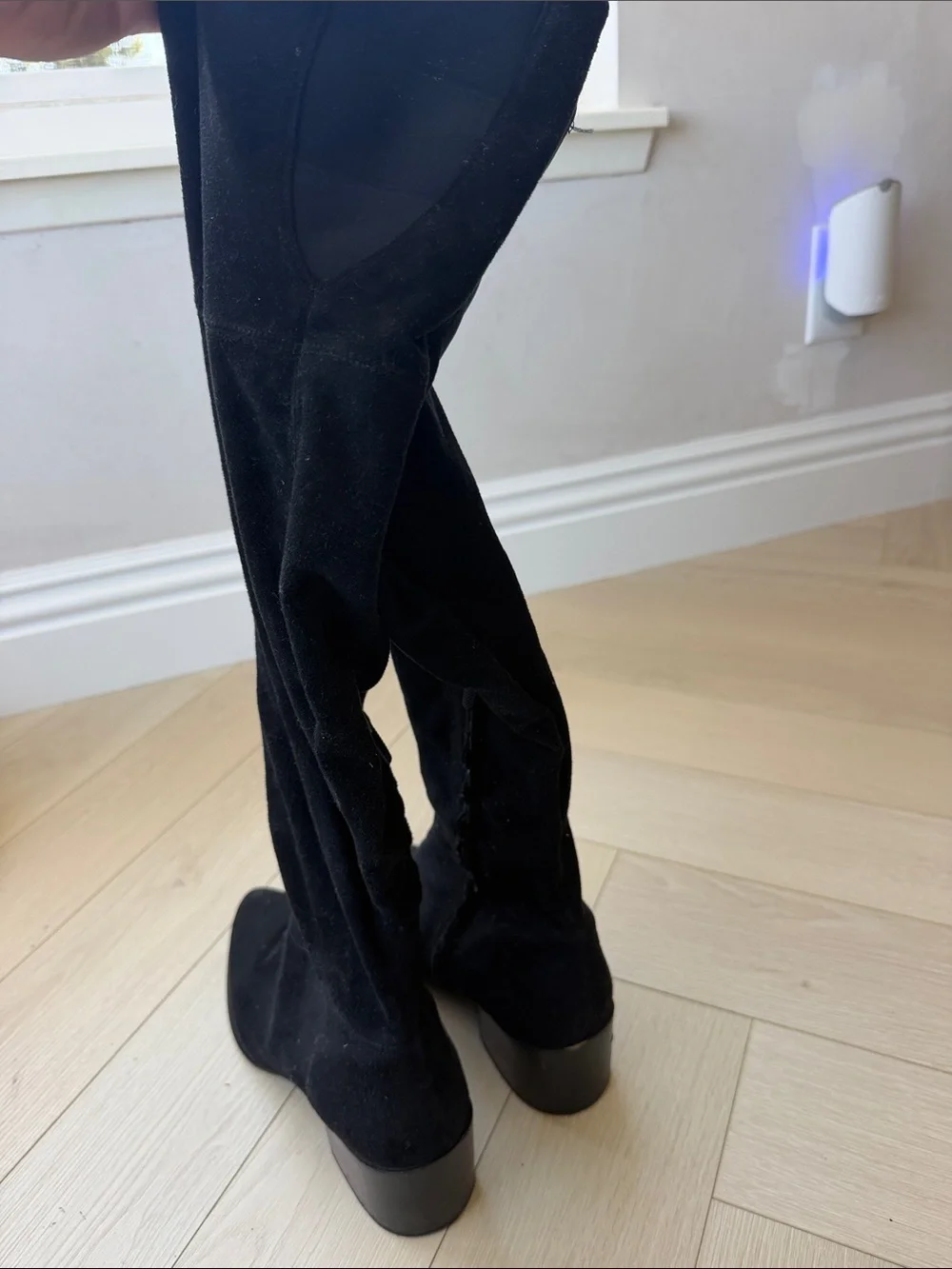 Calvin Klein Black Suede Over-the-Knee Suede Block Heel Boots